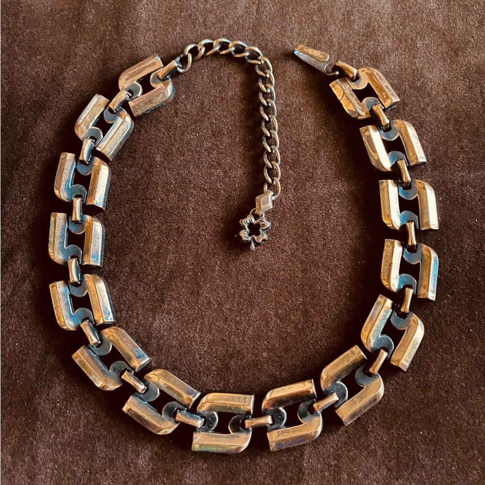 COPPER LOOK METAL PANTHER LINK CHOKER  12” - Picture 2 of 5